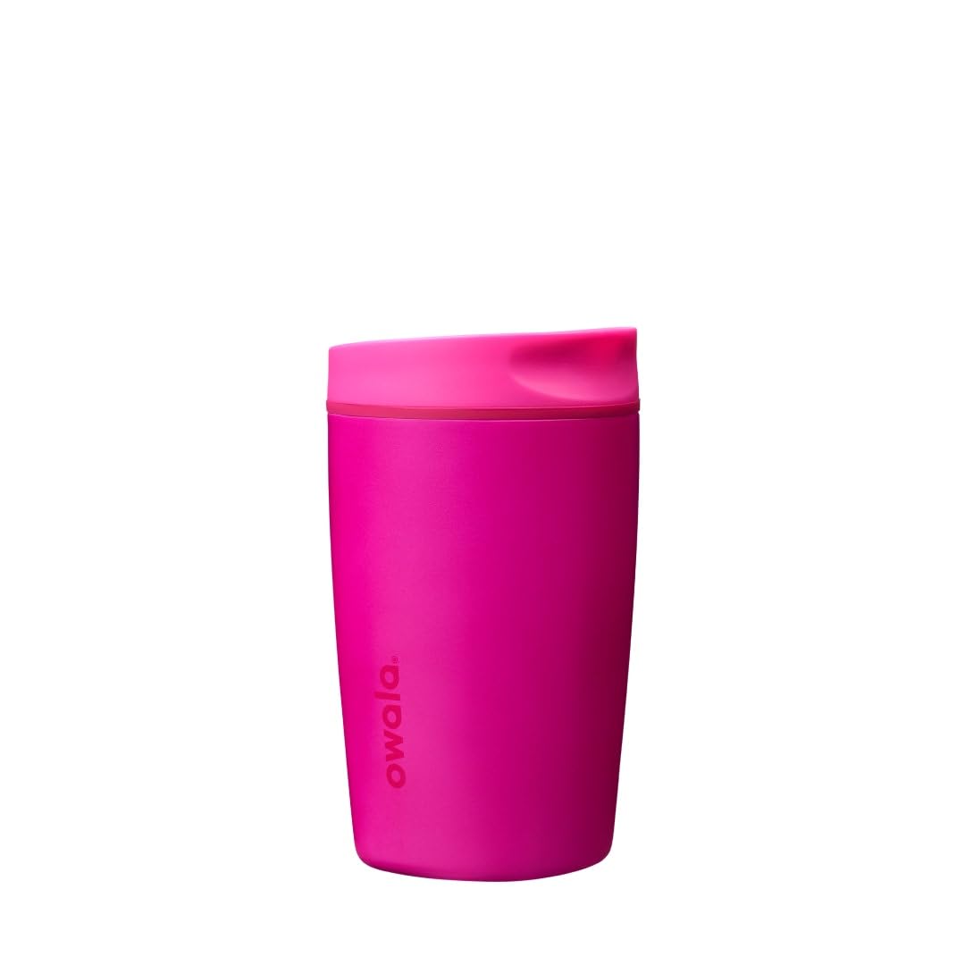 Owala SmoothSip Slider Insulated Stainless Steel Coffee Tumbler, Reusable, Iced Coffee Mug, Travel Mug for Hot Coffee, BPA Free, 12 oz, Read My Lips