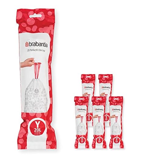 Brabantia Müllbeutel PerfectFit Multipack, Code Y / 20L, Extra Starke Müllsäcke mit Zugband, 6 rollen (120 Müllbeutel)