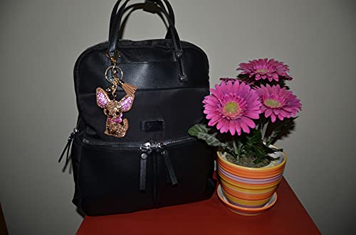 Popfizzy Rhinestone Chihuahua Keychain For Dog Lovers, Girls Bling Backpack Charm For Handbags, Womens Purse Charm Key Fob #TOP2