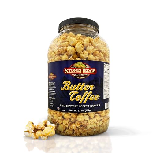 Stonehedge Farms Butter Toffee Flavored Popcorn - 32 Oz Large Tub - Bulk Gourmet Deliciously Old Fashioned Popped Sweet Snacks cover