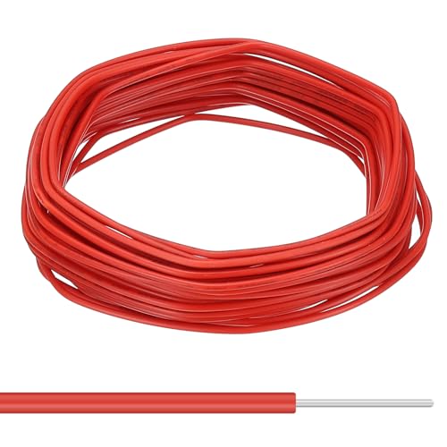 Image of PATIKIL 22AWG Solid Electric Wire, 1 Pcs 49Ft Tinned Copper Wire Red