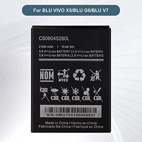 E-YIIVIIL Replacement Battery C806045280L Compatible with BLU G6 G0210UU V7 V0430UU VIVO X5 V0490UU with Tools