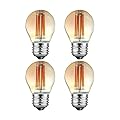Qualilux G14 Small Dusk to Dawn Edison Light Bulbs, 4W=40W, Replace A15, Vintage Amber Glass, 400LM Warm Light, Auto On/Off Light Sensing LED Filament Bulb Outdoor, E26, 4-Pack, HQ-H039