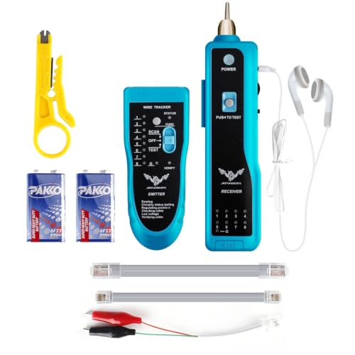 Image of 9 in 1 Network Cable Tester with Battery,Wire Tracker RJ45 RJ11 LAN Cable Toner Telephone Line Finder Cat5 Cat6 Ethernet Cable Tracer Kit Sensitivity-Adjust Continuity-Check for Cable Collation