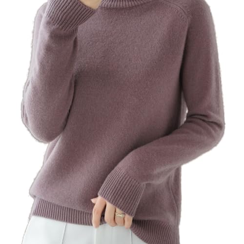 MiZuh Sweaters for Women Fall Winter Long Sleeve Loose Mock Neck Chunky Knitted Pullover Sweater Jumper Tops (Color : Purple, Size : M)