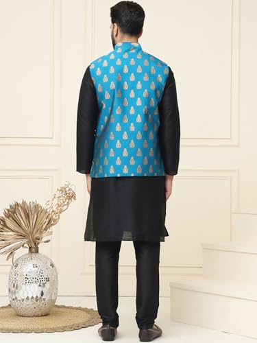 Image of SOJANYA (Since 1958 Men's Silk Blend Kurta Pyjama With Nehrujacket Set