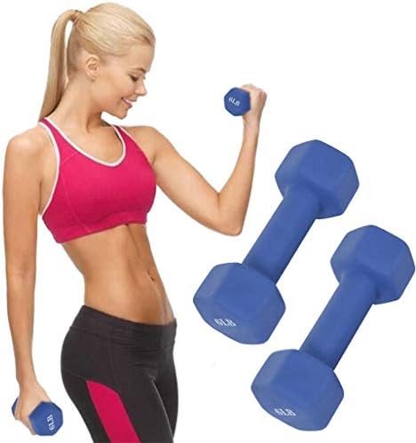PENATE A Pair Dumbbell Barbell Neoprene Coated Weights 6 Pound Blue All-Purpose Color Coded Dumbbell for Strength Training