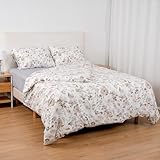 Etrexonline Juego de Funda Nórdica 3 Piezas Cama 90 Microfibra Extra Suave Transpirable - 1 Funda Edredón 150x220 cm, 1 Bajera 90x200+30 cm y 1 Funda Almohada 50x110 cm (Floral Arena)