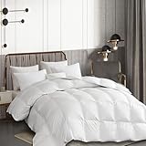 Martha Stewart King Size Goose Down Fiber Comforter, 100% Cotton Duvet Insert King, 1cm Breathable Panel Hotel Luxury Hypoallergenic Comforter 50oz All Season Medium Warmth 106x90