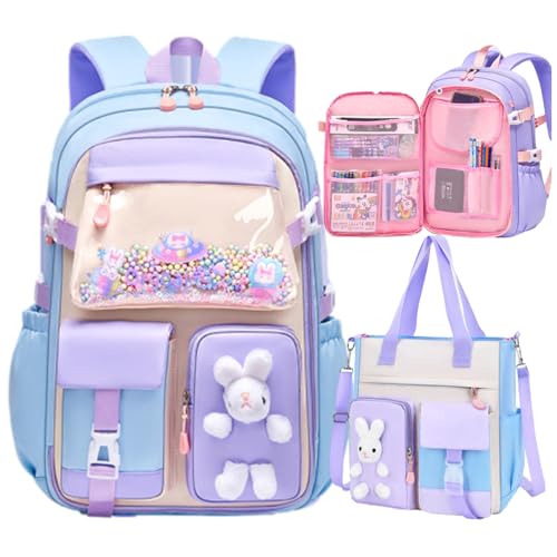 Cute Backpack with Lunch Bag (Blue,L)