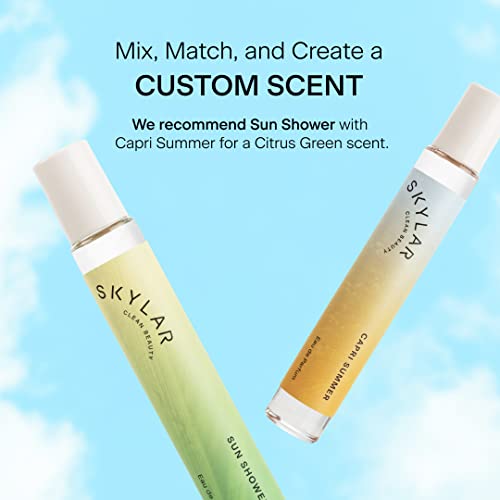Skylar Sun Shower Eau De Perfume - Hypoallergenic & Clean Perfume For Women & Men, Vegan & Safe For Sensitive Skin - Woody Citrus Perfume With Notes Of Lemon, Jasmine, & Meadow Greens - (10Ml /0.33 Fl Oz) #TOP5
