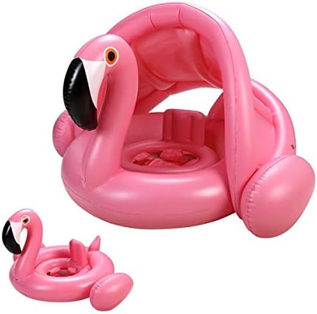 UGA Flamingo Baby Float - Inflatable Swimming Ring with Flamingo, Swimming Pool Parasol, Suitable for Girls Boys and Toddlers Pink