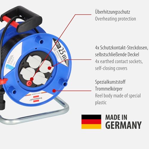 Brennenstuhl Garant Kabeltrommel (25m – Spezialkunststoff, Einsatz im Innenbereich, Made In Germany) blau - 2