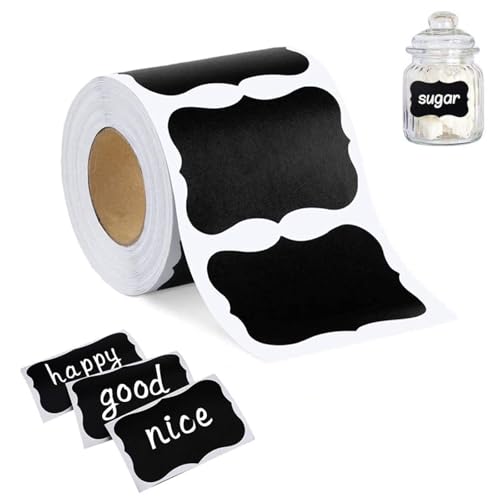 Kvimvty Chalkboard Labels, 300 PCS Waterproof Blackboard Reusable Sticker Label, Removable Stickers for Storage Bins, Mason Jars, Bottle, Pantry, Office, Easter Baske