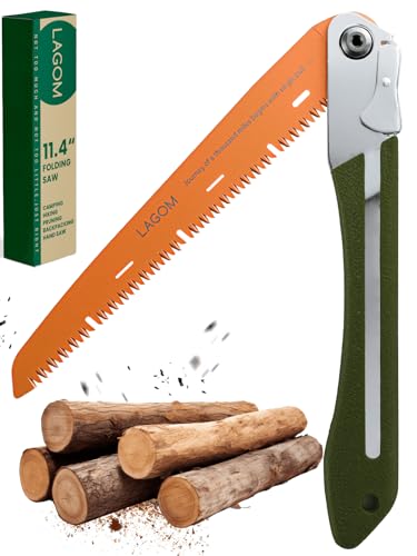 10½-Inch Folding Saw - Multifunctional Hand Saw - Wood Camping Saw - Pruning Saw Designed for Single-Hand Use | Survival Saw - Teeth Tip Secondary Heat Treatment - SK-5 Steel
