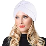 KINGREE Chemo Cap,Turban Headwear,Multi Function Headwrap and Chemo Hats for Hairloss(White)