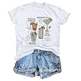 Cayxatiu Graphic Tees for Women Tequila Margarita Drinking Shirts Cute Summer Printed Fitted Casual Tshirts Trendy Tops(White,2XL)