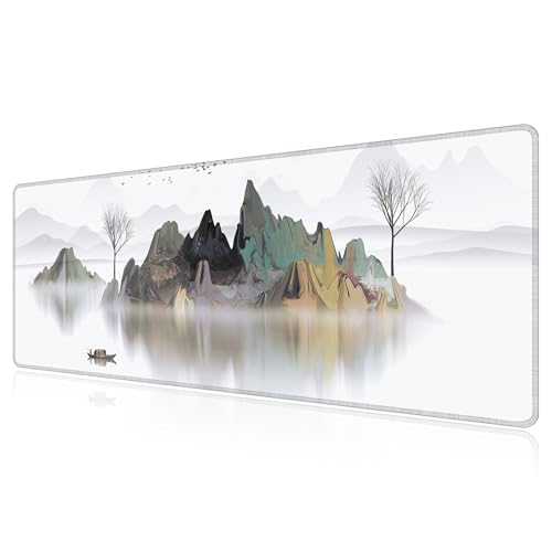 Grand tapis de souris LL-COEUR XXL 130x50cm pour bureau et gaming avec bords cousus