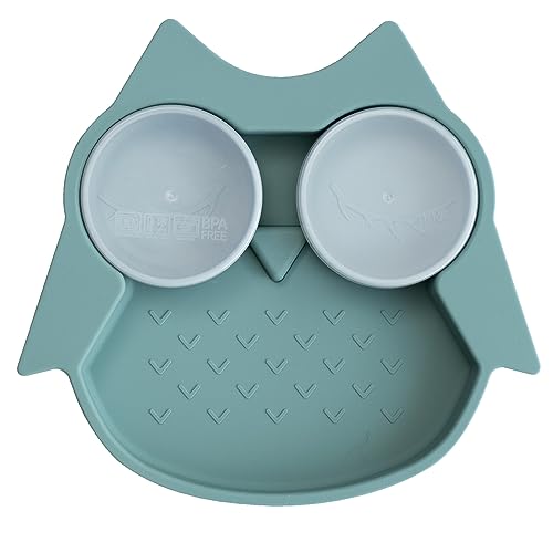 Tidy Tot ®™ Set Assiette Ventouse pour Bébé et Enfant. Pots Amovibles avec Couvercles pour Compartimenter Assiette pour Repas. Ventouse Forte Anti...