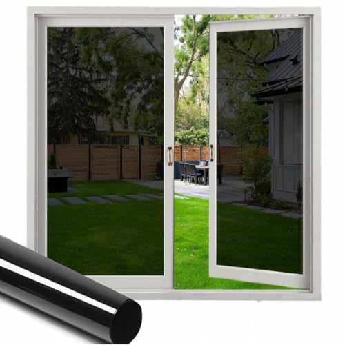 Image of Blackout Black Film for Glass Window, self Adhesive Glass Film for Privacy Glass Film for Sunlight Heat Blocking, Glass Window, Office Cabins, Home - 95% Black Film 12 X 36 Inchs