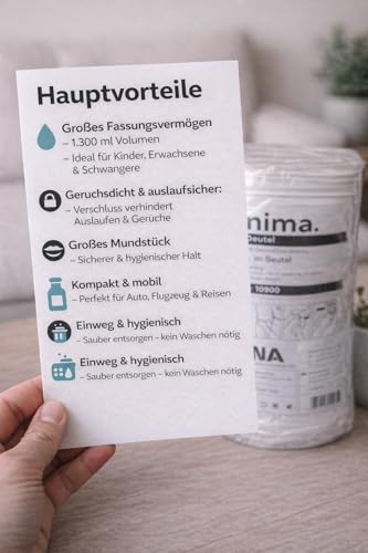 50x Spuckbeutel mit festem Mundstück – 1000ml Brechbeutel Einweg – Kotztüten für Auto, Reise & Schwangerschaft – Auffangbeutel bei Übelkeit, Reisekrankheit & Notfall – Auslaufsicher & Geruchsdicht