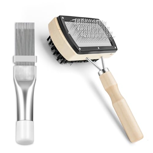Cenipar Air Conditioner Coil Cleaning Brush Kits - Double Sided HVAC Brush AC Coil Cleaner Brush and Metal Radiator Fin Comb Compatible with Air Conditioner HVAC Fin Comb Straightener