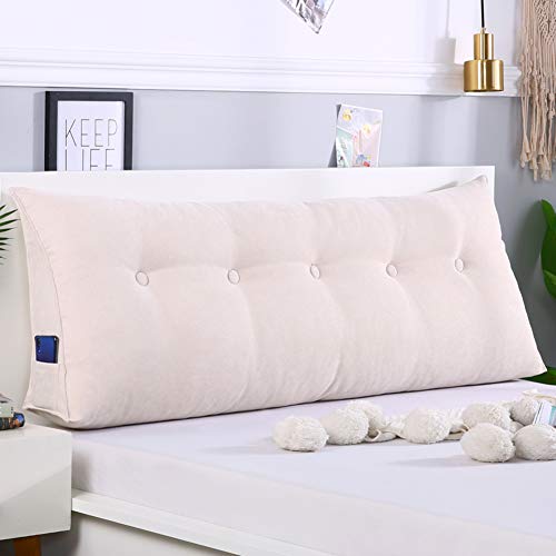 Tapizado La Cuña Cojín De Cabecera Triangular,sofá Cama Almohada Funda De Almohada De Lectura De Cama Respaldo De Posicionamiento De La Almohadilla De La Ayuda-arroz Blanco 20x50x90cm(8x20x35)