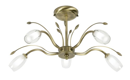 Plafonnier G9 laiton antique 5 ampoules Pandora luminaire de plafond intérieur
