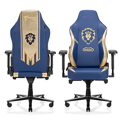 Secretlab Titan 2020 Alliance Gaming Chair - Reclining - Ergonomic - Comfortable Computer Chair with 4D Armrests - Headrest & Lumbar Support - Blue/Gold - Leatherette