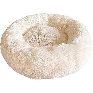 Docatgo Katzenbett,60x60cm Hundekissen,Donut Hundebett Kleine Hunde Bett,Hundekorb Mittelgroße Hunde,Rundes Plüsch Kuschelbett Katzen Hund,Waschbar Flauschiges rutschfest Hundeliege