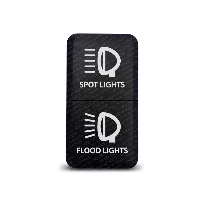 CH4x4 Dual Push Switch for Toyota Tacoma, FJ Cruiser, Land Cruiser, Fortuner, Hilux, 4Runner, Prado 12V 3Amp – Spot & Flood Lights Symbol (Amber(Off)/White(ON))