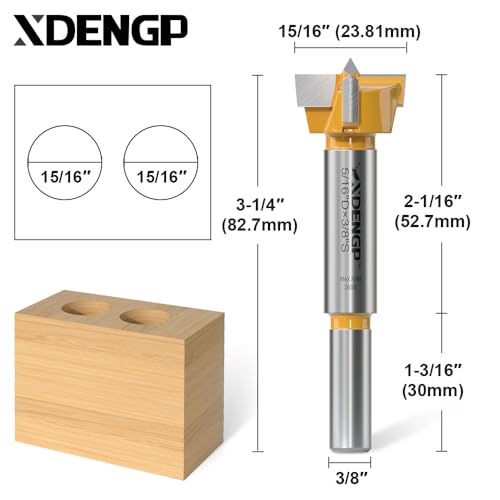 Image of Forstner Bit 3 /8 inch Shank, 15 /16 inch Cutting Diameter, Forstner Drill Bit for Woodworking, Drilling Hole Saw Set, Auger Opener, Hole Opener Hinge Hole Cutter for Plastic, Plywood Products