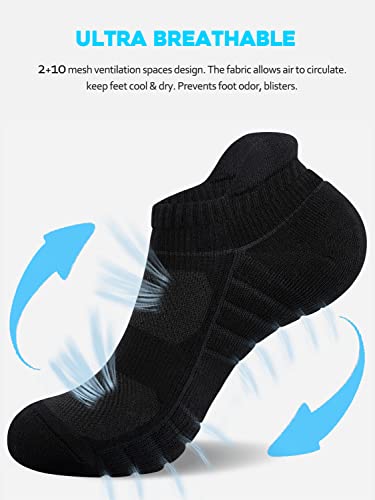 Tmani 6 Pairs Men Socks Cushioned Ankle Durable Cotton Socks Thick Low Cut For Sport Running Basketball Football #TOP2