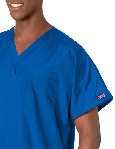 Image of Cherokee Scrubs for Women and Men Unisex V-Neck Tunic Nursing Scrub Top with Chest Pocket, Tuckable Durable Fabric - 4777 | 1 Chest Pocket For Essentials, Traditional Fit, Durable Construction, Comfortable Knit Details, Easy Care, Tuckable Style