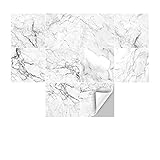 Marble Effect Peel and Stick Vinyl Wall Tile Transfer Stickers, Self-Adhesive Backsplash Tile Decals...