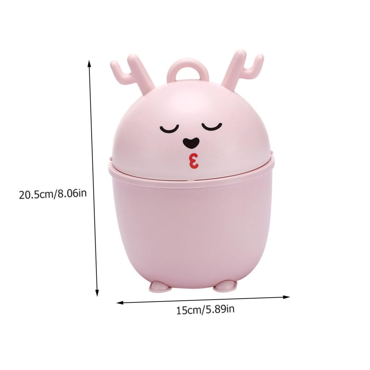 STOBAZA Multi-Functional Cartoon Desk Trash Can Compact Waste Bin Lid for Home Office and Bathroom Cute Deer Design Pink Easy to Clean and Reusable