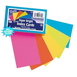 Pacon® PAC1720 Index Cards, 3″ x 5″, Unruled, 5 Bright Colors, Pack of 100