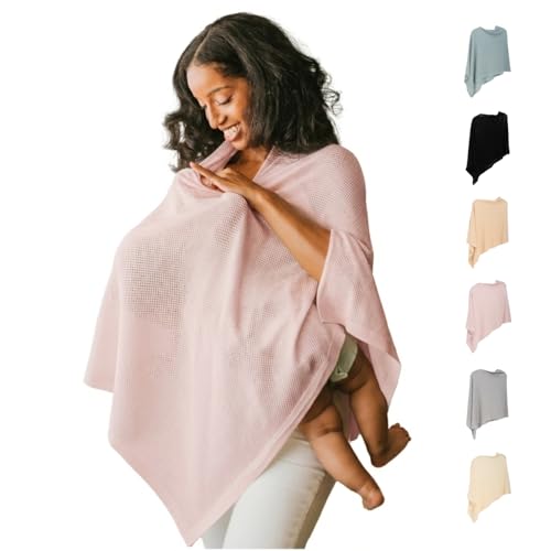 Image of Breathable Nursing Cover for Breastfeeding | Ponchy by Gold Mamas | 5 in 1 Nursing Poncho | Baby Registry Essentials | Rose Pink