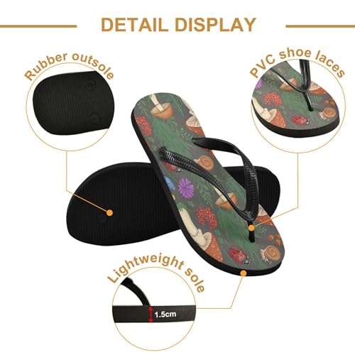 Burbuja Mushrooms Snails Herb Flip Flops for Women Men, Soft Thong Sandals Rubber Slippers for Pool Beach Essentials3