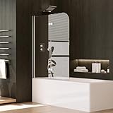 DOOLEEWEE Badewannenabtrennung, Badewannenaufsatz 2-Teilig, Duschwand für Badewanne, 5 mm Verstärktes Glas Duschwand Badewanne,110x140cm