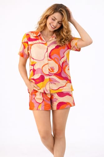 Image of Women Pajama Set Printed Cord-Set Night Suit Set of Shirt & Shorts Set Women Night Wear Set