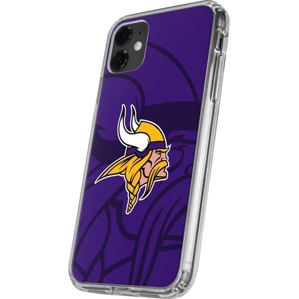 Skinit Clear Phone Case Compatible with iPhone 11 - Officially Licensed NFL Minnesota Vikings Double Vision Design