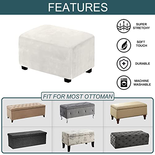 Housse de pouf en velours blanc extensible pour salon - 6