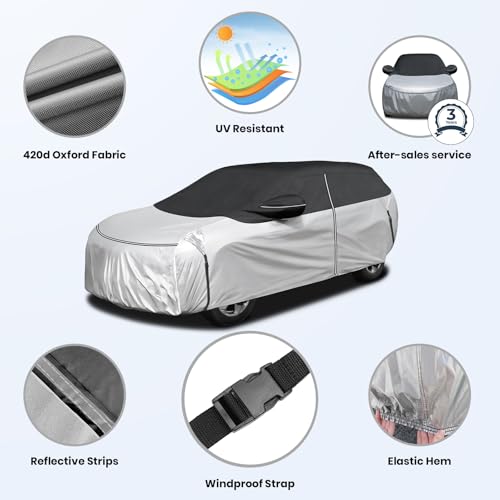 Image of Cartist 420d Car Cover Fits for Hyundai Tucson 2005-2025 2026, All Weather Car Covers Outdoor for Tucson Accessories, Waterproof, with Zipper & Reflective Safety Strips