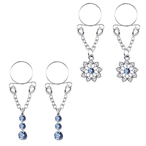 ARTIBETTER 2 Pares Anéis de Mamilo Sexy Piercing Mamilos Piercing Anéis de Mamilo Cristal Strass Joi