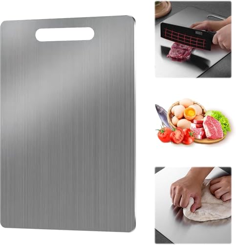 2024 Nueva Tabla de Cortar de Acero Inoxidable de Doble Cara - Para Pasta, Hornear, Masa - Placa de Cocina (34 x 23 cm)