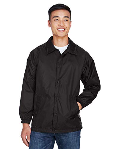 Men's Raglan Sleeves Nylon Staff Jacket Black XX-Large