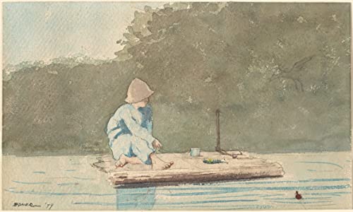 Toile peinture murale Garçon sur un radeau par Winslow Homer en 60x90cm