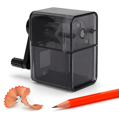 JEFURE Manual Pencil Sharpener, Hand Crank, 2 Levels for 6.5-8 mm Pencils