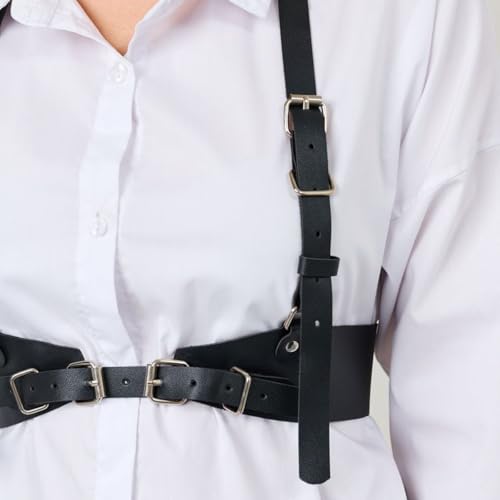 Fstrend Harness Waist Belt Leather Body Chain Chest Punk Black Costume Body Accessory for Women3